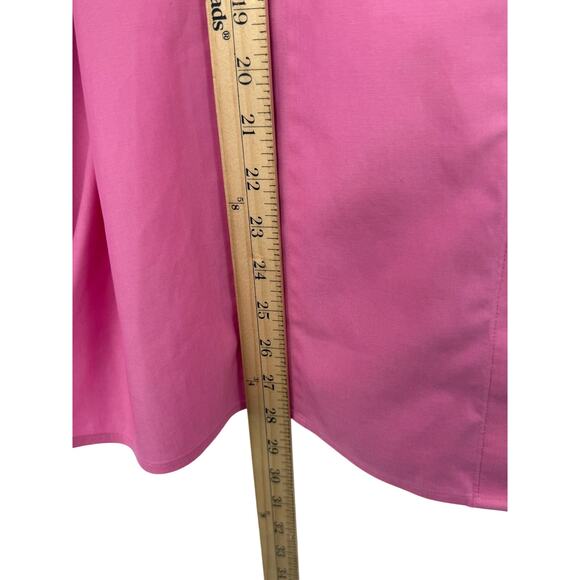 Foxcroft Heritage Non-Iron Shirt 18W Pink Cotton Poplin Button Front Classic - Picture 6 of 10